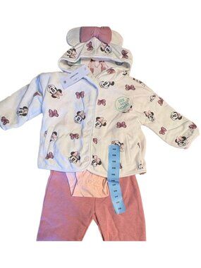 Disney Minnie Mouse Hoodie Bodysuit and Pants 3 Piece Baby Girls Set 9M NEW